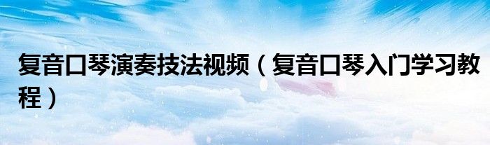复音口琴演奏技法视频（复音口琴入门学习教程）