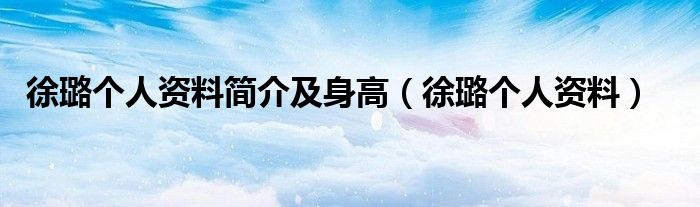 徐璐个人资料简介及身高（徐璐个人资料）