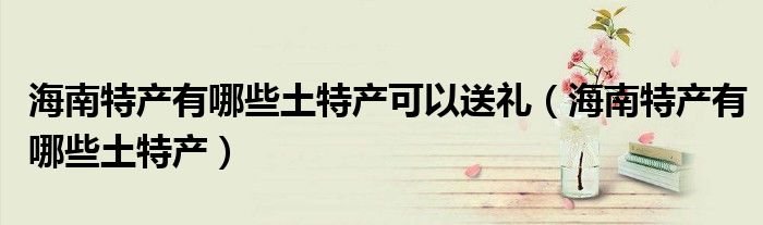 海南特产有哪些土特产可以送礼（海南特产有哪些土特产）