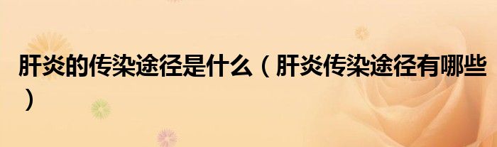 肝炎的传染途径是什么（肝炎传染途径有哪些）