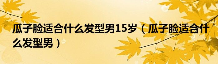 瓜子脸适合什么发型男15岁（瓜子脸适合什么发型男）