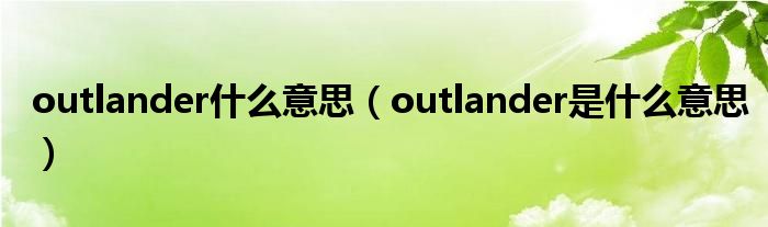 outlander什么意思（outlander是什么意思）
