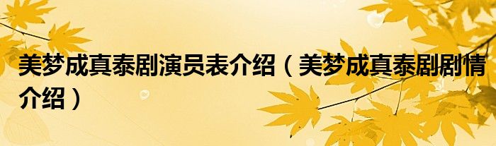 美梦成真泰剧演员表介绍（美梦成真泰剧剧情介绍）