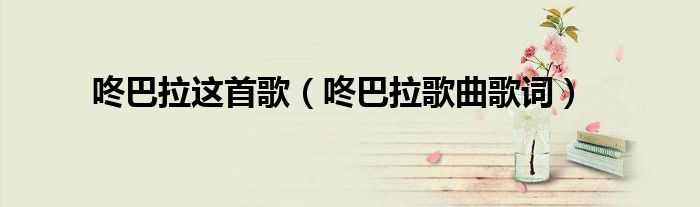 咚巴拉这首歌（咚巴拉歌曲歌词）