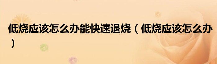 低烧应该怎么办能快速退烧（低烧应该怎么办）