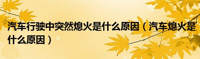 汽车行驶中突然熄火是什么原因（汽车熄火是什么原因）