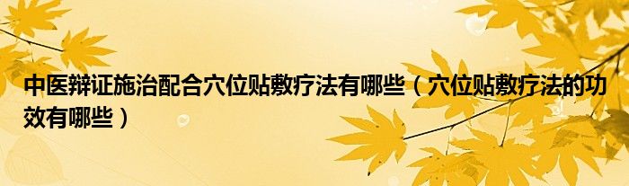 中医辩证施治配合穴位贴敷疗法有哪些（穴位贴敷疗法的功效有哪些）