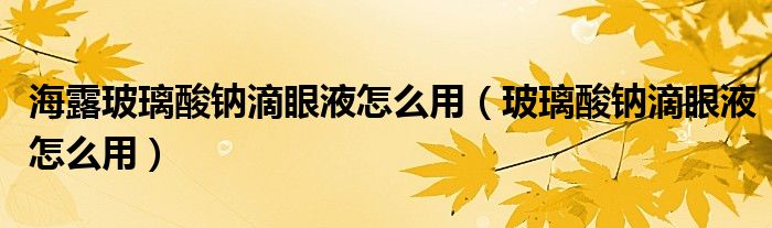 海露玻璃酸钠滴眼液怎么用（玻璃酸钠滴眼液怎么用）