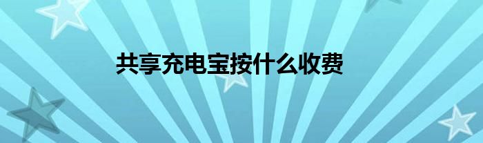 共享充电宝按什么收费