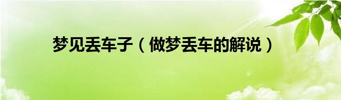 梦见丢车子（做梦丢车的解说）