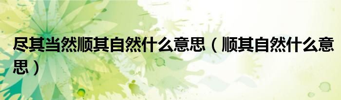 尽其当然顺其自然什么意思（顺其自然什么意思）