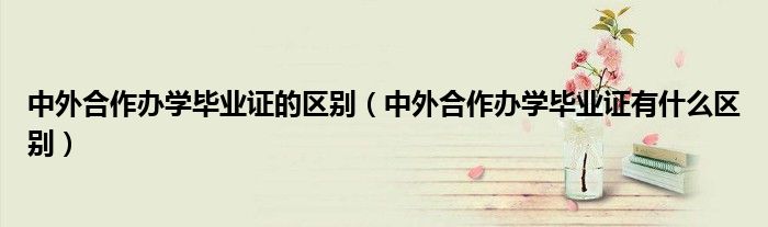中外合作办学毕业证的区别（中外合作办学毕业证有什么区别）
