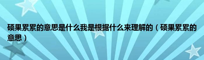 硕果累累的意思是什么我是根据什么来理解的（硕果累累的意思）