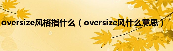 oversize风格指什么（oversize风什么意思）