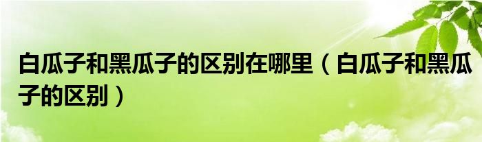 白瓜子和黑瓜子的区别在哪里（白瓜子和黑瓜子的区别）