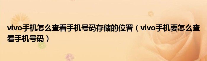 vivo手机怎么查看手机号码存储的位署（vivo手机要怎么查看手机号码）