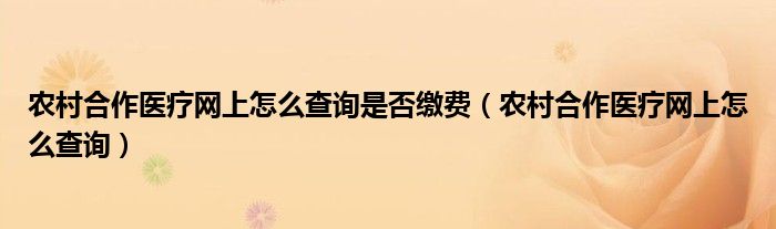 农村合作医疗网上怎么查询是否缴费（农村合作医疗网上怎么查询）