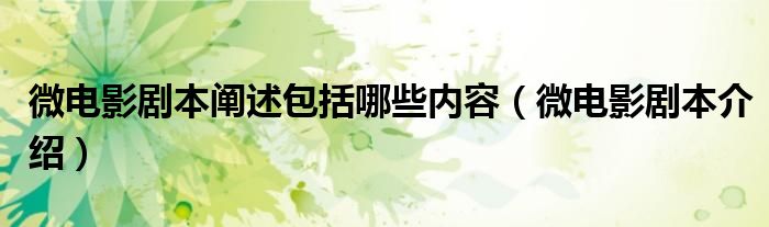 微电影剧本阐述包括哪些内容（微电影剧本介绍）