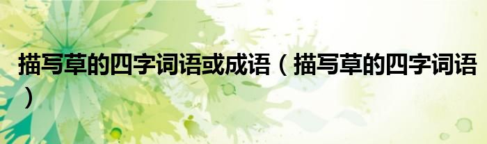 描写草的四字词语或成语（描写草的四字词语）