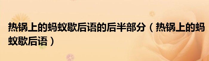 热锅上的蚂蚁歇后语的后半部分（热锅上的蚂蚁歇后语）