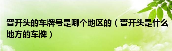 晋开头的车牌号是哪个地区的（晋开头是什么地方的车牌）