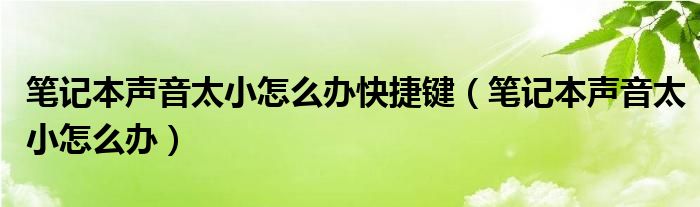 笔记本声音太小怎么办快捷键（笔记本声音太小怎么办）