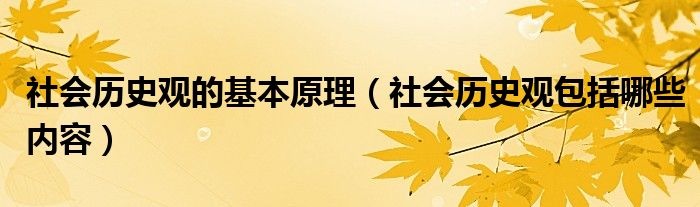 社会历史观的基本原理（社会历史观包括哪些内容）