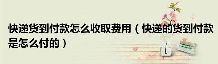 快递货到付款怎么收取费用（快递的货到付款是怎么付的）