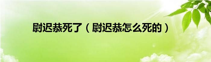 尉迟恭死了（尉迟恭怎么死的）