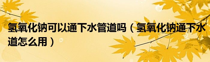 氢氧化钠可以通下水管道吗（氢氧化钠通下水道怎么用）