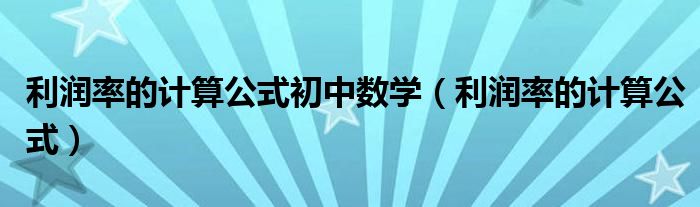 利润率的计算公式初中数学（利润率的计算公式）