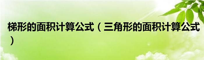 梯形的面积计算公式（三角形的面积计算公式）