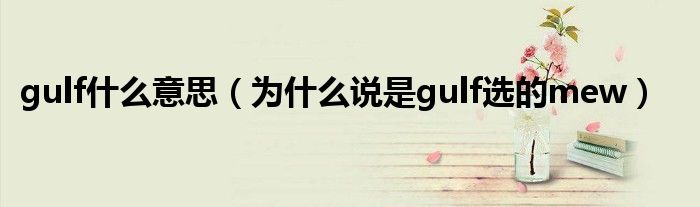 gulf什么意思（为什么说是gulf选的mew）