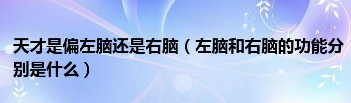 天才是偏左脑还是右脑（左脑和右脑的功能分别是什么）