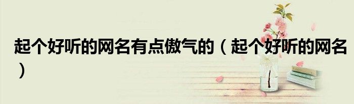起个好听的网名有点傲气的（起个好听的网名）