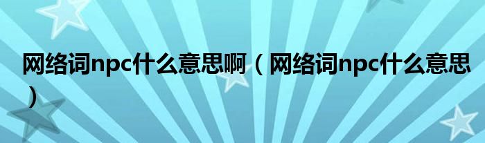 网络词npc什么意思啊（网络词npc什么意思）
