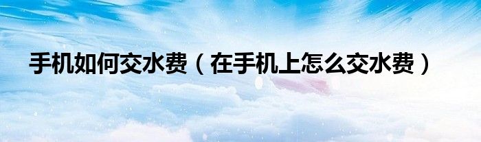 手机如何交水费（在手机上怎么交水费）