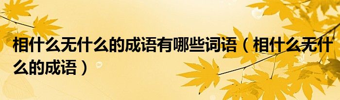 相什么无什么的成语有哪些词语（相什么无什么的成语）