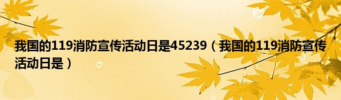 我国的119消防宣传活动日是45239（我国的119消防宣传活动日是）