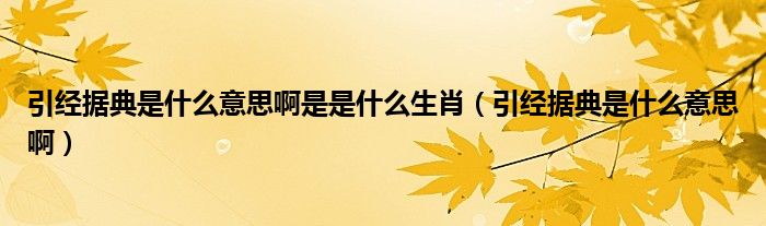 引经据典是什么意思啊是是什么生肖（引经据典是什么意思啊）