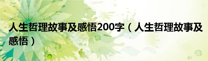 人生哲理故事及感悟200字（人生哲理故事及感悟）