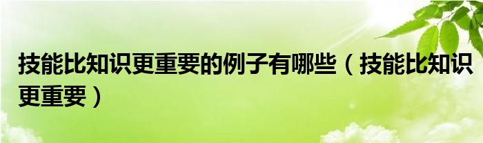 技能比知识更重要的例子有哪些（技能比知识更重要）