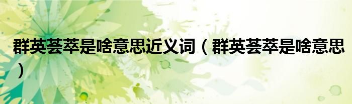 群英荟萃是啥意思近义词（群英荟萃是啥意思）