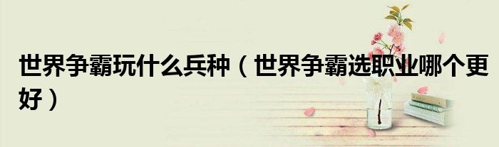 世界争霸玩什么兵种（世界争霸选职业哪个更好）