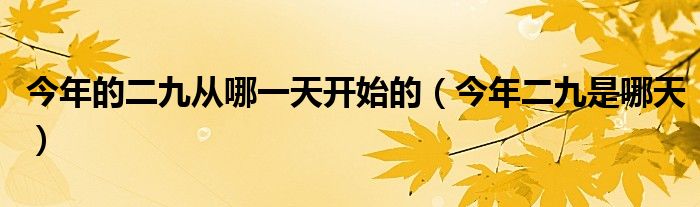 今年的二九从哪一天开始的（今年二九是哪天）