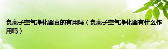 负离子空气净化器真的有用吗（负离子空气净化器有什么作用吗）