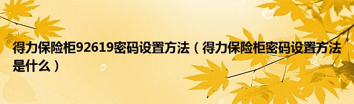 得力保险柜92619密码设置方法（得力保险柜密码设置方法是什么）