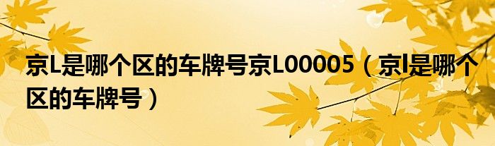 京L是哪个区的车牌号京L00005（京l是哪个区的车牌号）
