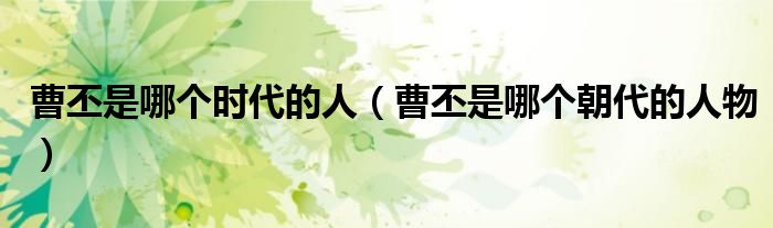 曹丕是哪个时代的人（曹丕是哪个朝代的人物）