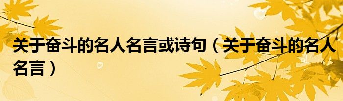 关于奋斗的名人名言或诗句（关于奋斗的名人名言）